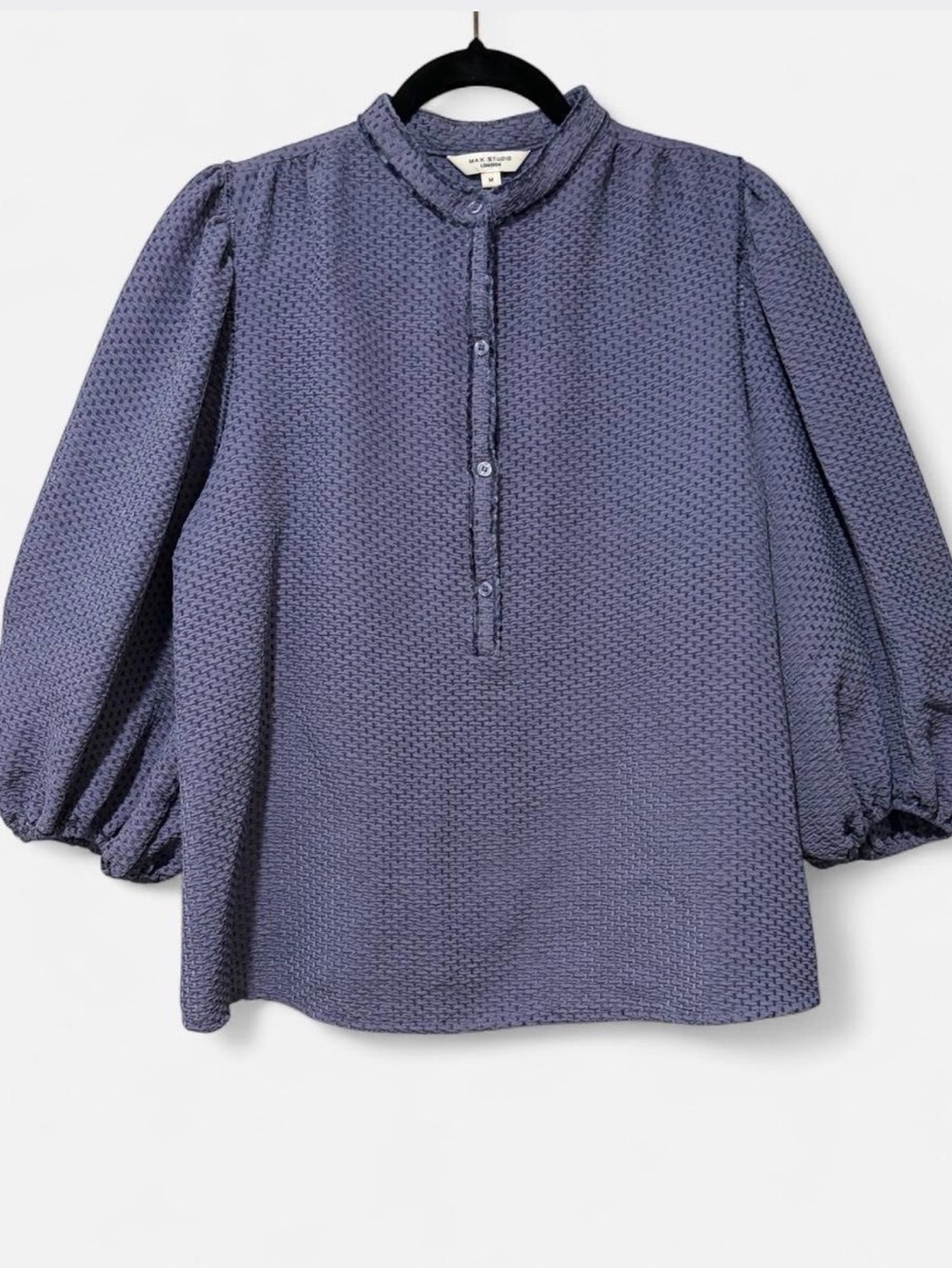 Max Studio Slate Blue Button Front Blouse Medium